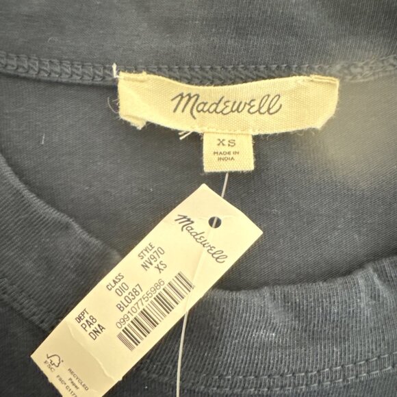 Madewell Women's XS Boxy Wide Sleeve Exposed Stitch Tee Blue NWT - Picture 6 of 13